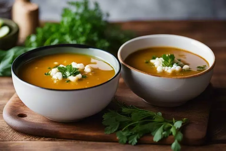 Deux bols de soupe sur une planche à découper en bois, parfaits pour se réchauffer pendant l'hiver.