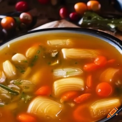 Soupe d'hiver aux nouilles et carottes.
